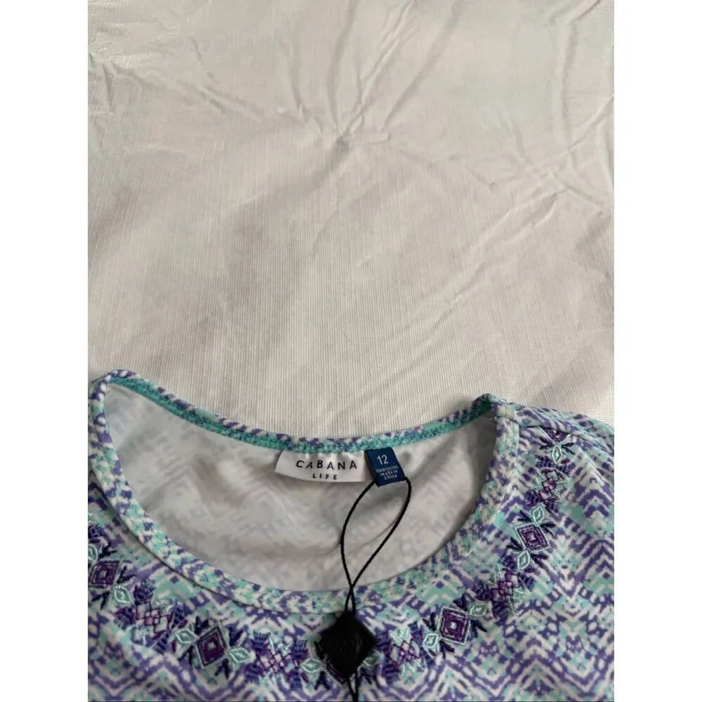 NWT Cabana Life Girls Top Rash Gaurd Size 12 New